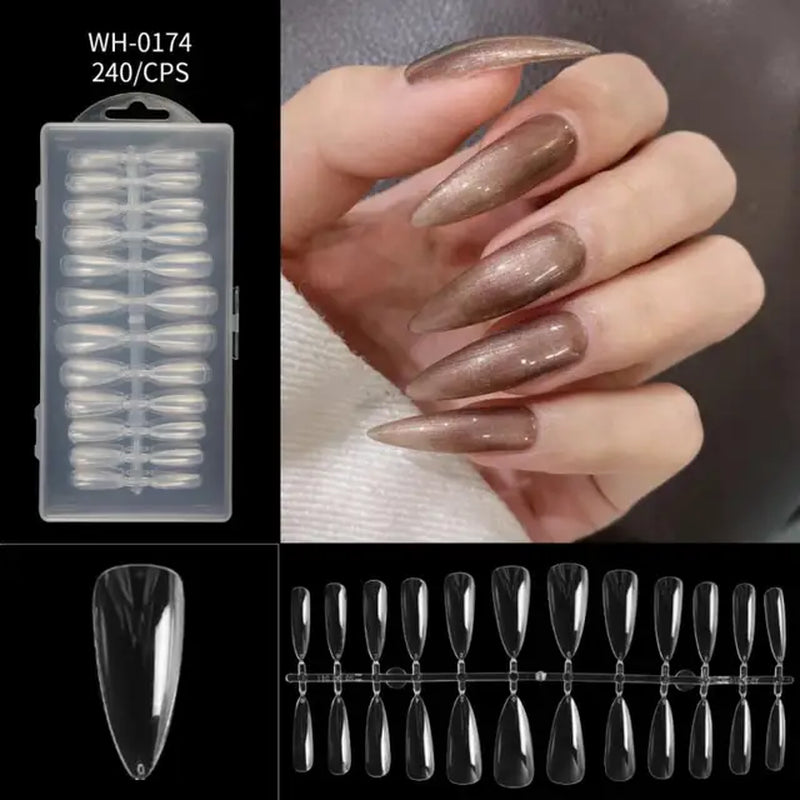 500Pcs Press on False Nails Acrylic Press on Nails Coffin Artificial Nails Clear Fake Nail Tips for Extension Manicure Tool