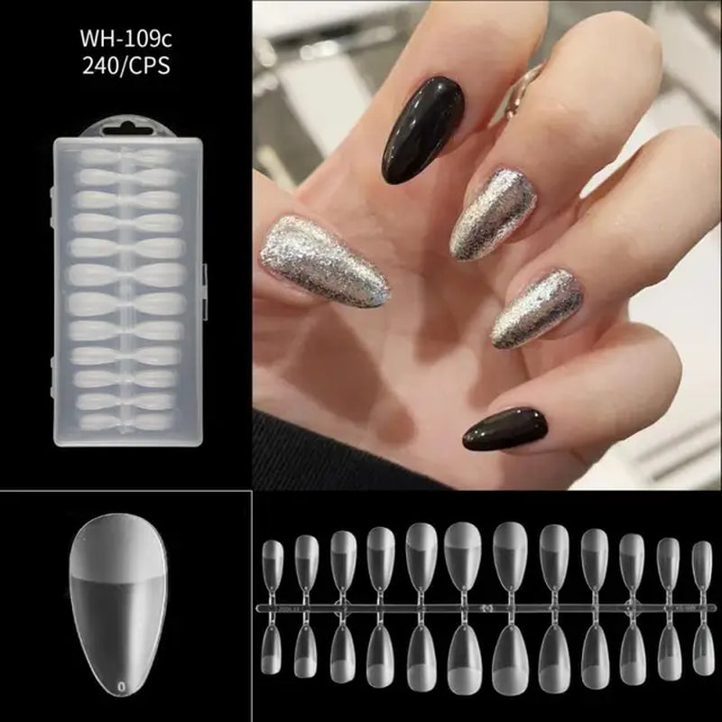 500Pcs Press on False Nails Acrylic Press on Nails Coffin Artificial Nails Clear Fake Nail Tips for Extension Manicure Tool