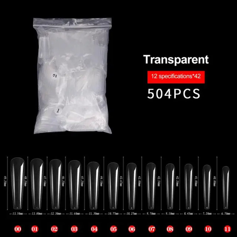 500Pcs Press on False Nails Acrylic Press on Nails Coffin Artificial Nails Clear Fake Nail Tips for Extension Manicure Tool