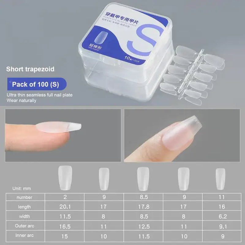 500Pcs Press on False Nails Acrylic Press on Nails Coffin Artificial Nails Clear Fake Nail Tips for Extension Manicure Tool