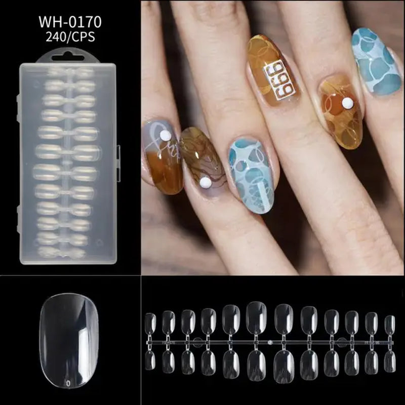 500Pcs Press on False Nails Acrylic Press on Nails Coffin Artificial Nails Clear Fake Nail Tips for Extension Manicure Tool