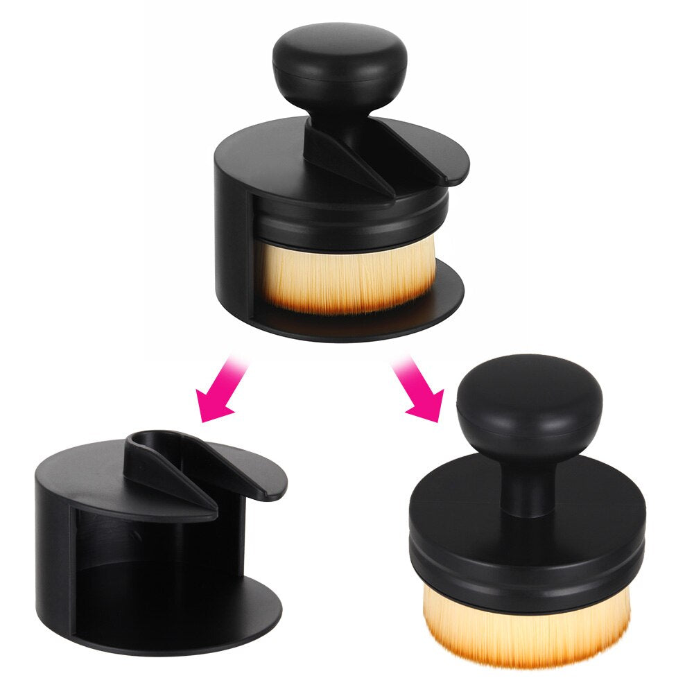 Flat round Portable Makeup Brush O Shape Seal Stamp Foundation Powder Blush Liquid Large Foundation Brush Cream Powder Make Up