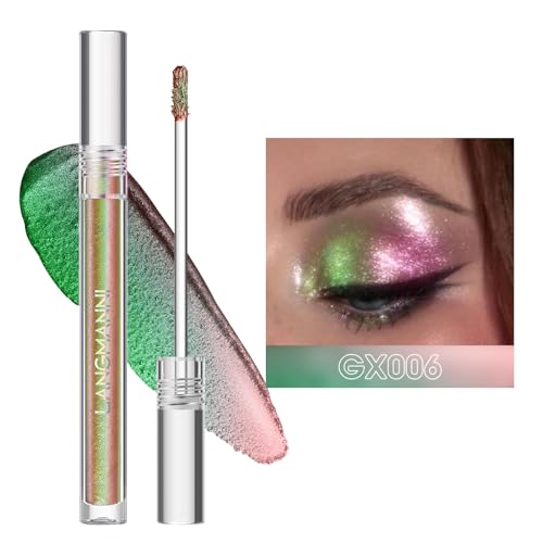 Jolilab Metallic Liquid Chameleon Eyeshadow, Multi-Dimensional Eye Looks, Long-lasting Holographic Glitter Multichrome Eyeshadows Makeup (#Peacock+Wonder+Ember)