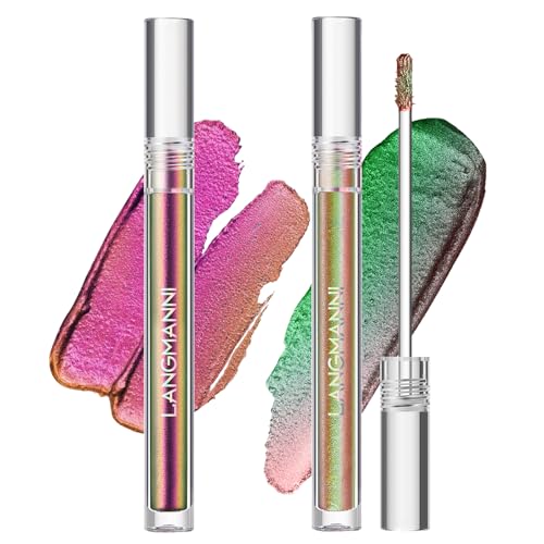 Jolilab Metallic Liquid Chameleon Eyeshadow, Multi-Dimensional Eye Looks, Long-lasting Holographic Glitter Multichrome Eyeshadows Makeup (#Peacock+Wonder+Ember)