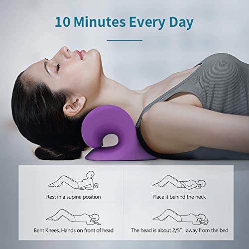 RESTCLOUD Neck and Shoulder Relaxer, Cervical Traction Device for TMJ Pain Relief and Cervical Spine Alignment, Chiropractic Pillow, Neck Stretcher (Purple)