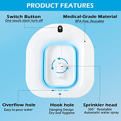 Sitz Bath, Electric Sitz Bath for Hemorrhoids, Sitz Bath for Toilet Seat, Postpartum Care Basin, Sitz Baths Salts Bowl for Women Men, Sits Bath Soak Pan, Hip Bath Tub, Collapsible, Blue