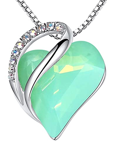 Leafael Necklaces for Women, Infinity Love Heart Pendant with Birthstone Crystals, Jewelry Gifts for Wife, Silver Plated 18 + 2 inch Chain, Birthday or Chrismas Holiday Gift for Her, Mom, Girlfriends