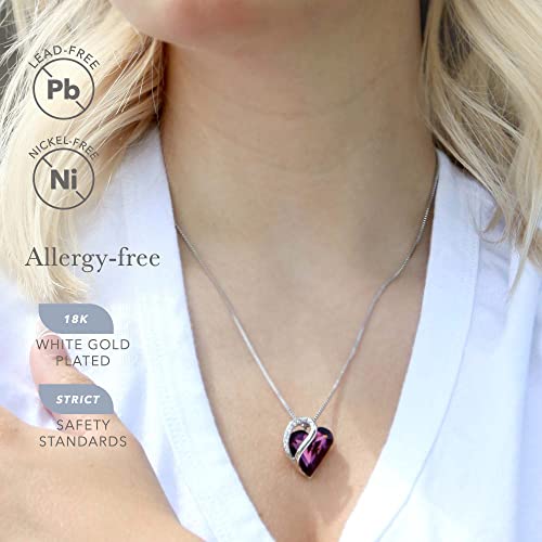 Leafael Necklaces for Women, Infinity Love Heart Pendant with Birthstone Crystals, Jewelry Gifts for Wife, Silver Plated 18 + 2 inch Chain, Birthday or Chrismas Holiday Gift for Her, Mom, Girlfriends