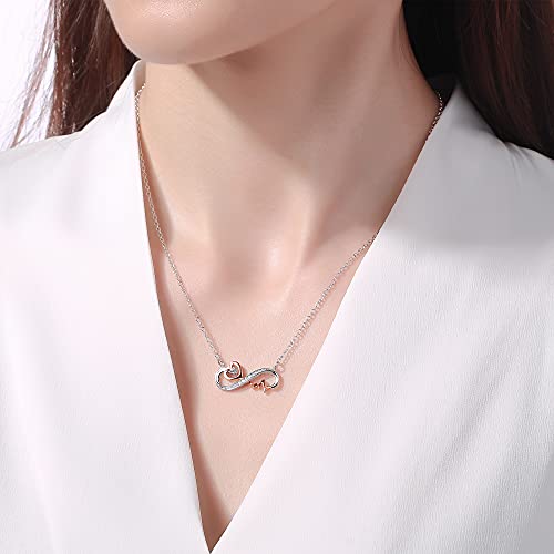 Forever Love Sterling Silver Infinity Heartbeat Necklace For Women - Anniversary Jewelry For Wife - Birthday Necklace For Girlfriend - RN Nurse Birthstone Pendant Necklace - Sentimental Gifts For Girlfriend