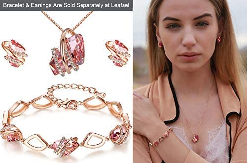 Leafael Wish Stone Pendant Necklace with Birthstone Crystal, 18K Rose Gold Plated/Silvertone, 18" + 2"