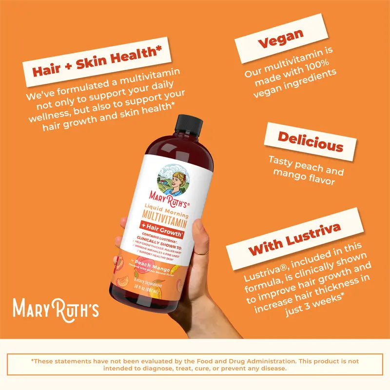 Maryruth'S Multivitamin Multimineral Supplement for Women + Hair Growth Vitamins | W Lustriva & Chromium Picolinate 1000Mcg | Thicker Hair, Less Wrinkles & Fine Lines, Skin Care | Ages 18+ | 30 Fl Oz Edible Healthcare