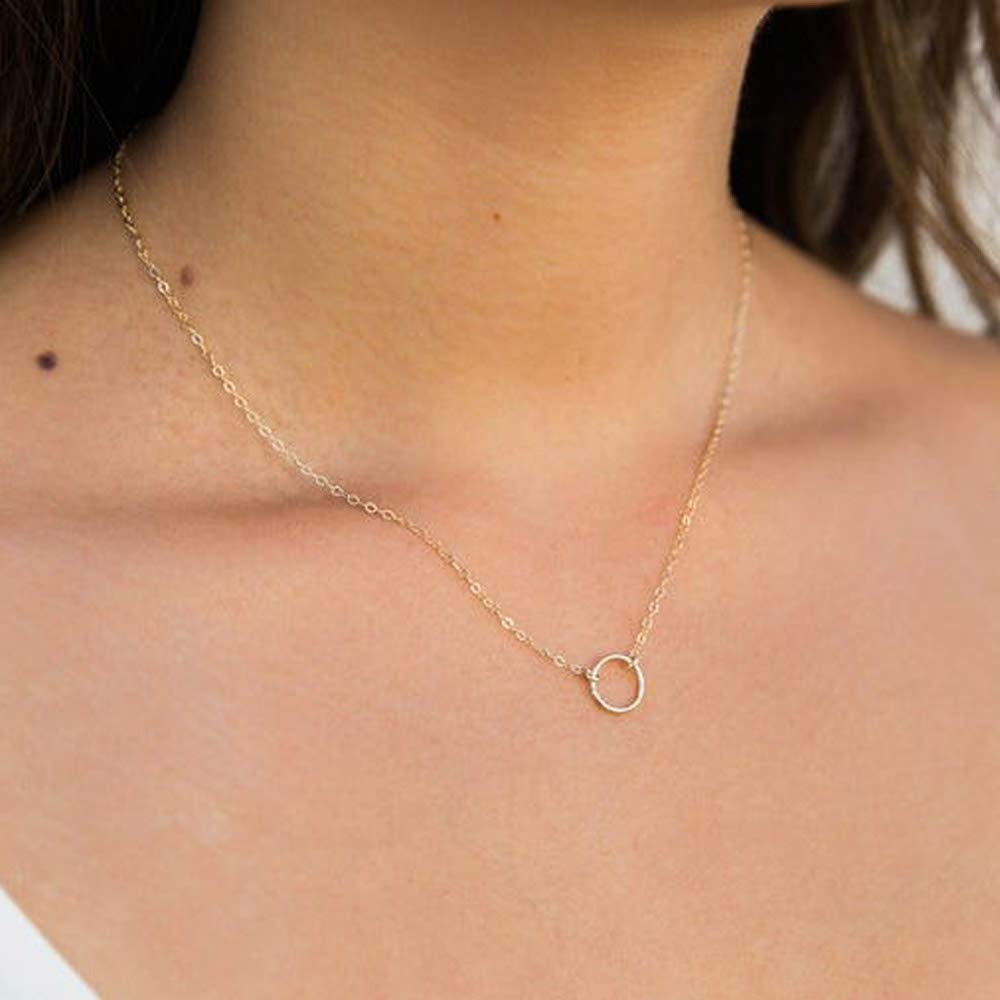 Turandoss Dainty Layered Choker Necklace, Handmade 14K Gold Plated Y Pendant Necklace Multilayer Bar Disc Necklace Adjustable Layering Choker Necklaces for Women