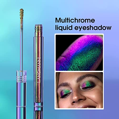 Jolilab Metallic Liquid Chameleon Eyeshadow, Multi-Dimensional Eye Looks, Long-lasting Holographic Glitter Multichrome Eyeshadows Makeup (#Peacock+Wonder+Ember)