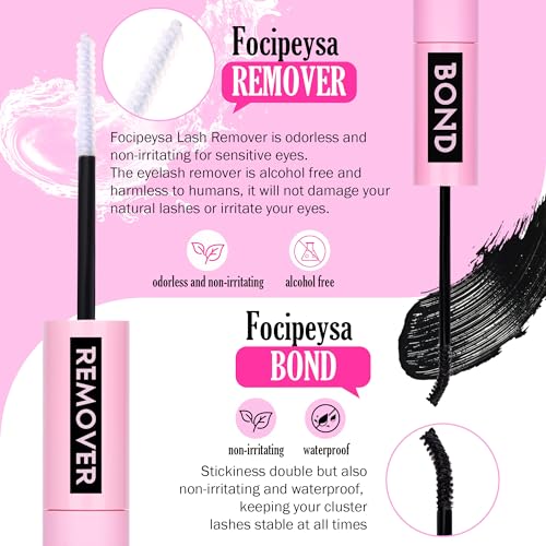 DIY Eyelash Extension Kit Volume Fluffy Lash Clusters Kit 10-18mm Thick Lash Extensions 90D Individual Eyelashes Extensions Kit with Lash Bond, Lash Remover, Lash Applicator (90D-D Curl-200Pcs)