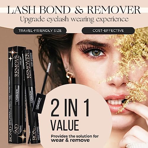 LASHVIEW 2 in 1 Lash Glue & Remover, Waterproof Mascara Adhesive With Strong 48 Hour Hold, Fast Removal With No Residue