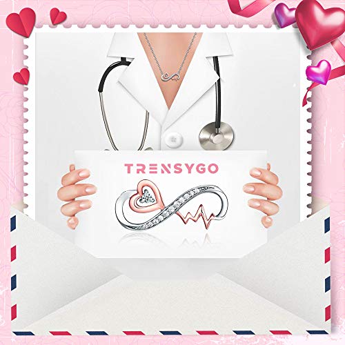 Forever Love Sterling Silver Infinity Heartbeat Necklace For Women - Anniversary Jewelry For Wife - Birthday Necklace For Girlfriend - RN Nurse Birthstone Pendant Necklace - Sentimental Gifts For Girlfriend