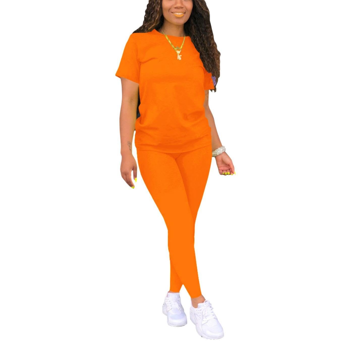 Nimsruc Biker Short Sets Women 2 Piece Outfits Summer Short Sleeve Jogger Tracksuit