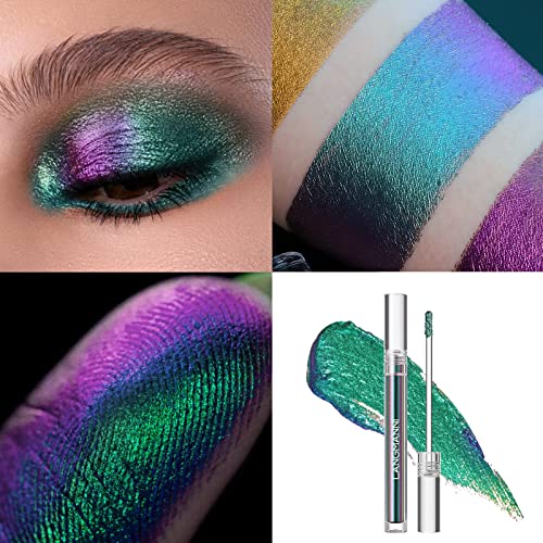 Jolilab Metallic Liquid Chameleon Eyeshadow, Multi-Dimensional Eye Looks, Long-lasting Holographic Glitter Multichrome Eyeshadows Makeup (#Peacock+Wonder+Ember)