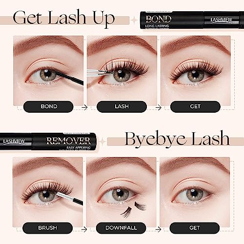 LASHVIEW 2 in 1 Lash Glue & Remover, Waterproof Mascara Adhesive With Strong 48 Hour Hold, Fast Removal With No Residue