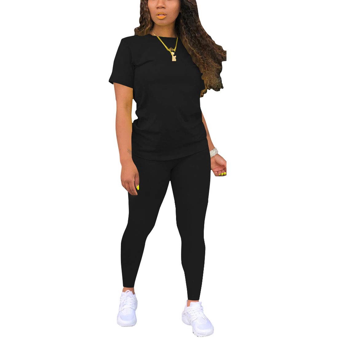 Nimsruc Biker Short Sets Women 2 Piece Outfits Summer Short Sleeve Jogger Tracksuit