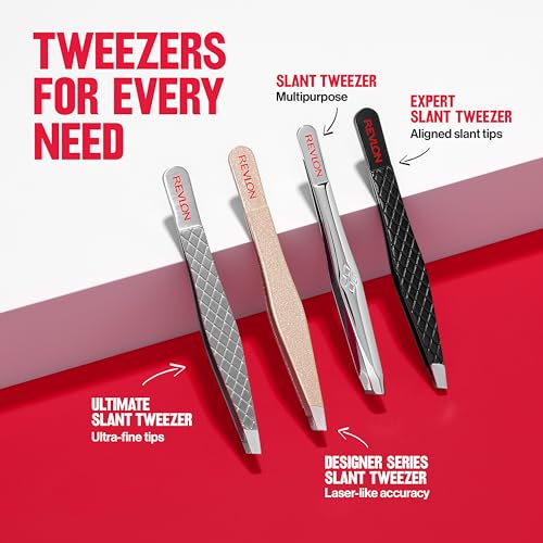 Revlon Expert Eyebrow Hair Removal Tweezer, Tweezers for Men, Women & Kids, Stainless Steel