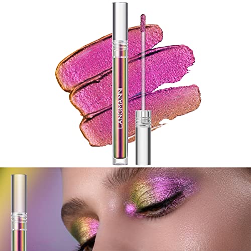 Jolilab Metallic Liquid Chameleon Eyeshadow, Multi-Dimensional Eye Looks, Long-lasting Holographic Glitter Multichrome Eyeshadows Makeup (#Peacock+Wonder+Ember)