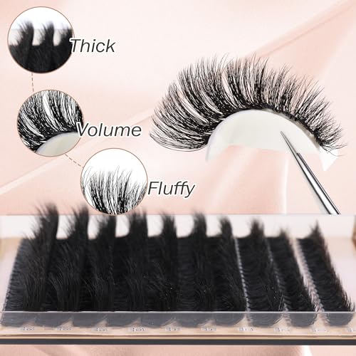 DIY Eyelash Extension Kit Volume Fluffy Lash Clusters Kit 10-18mm Thick Lash Extensions 90D Individual Eyelashes Extensions Kit with Lash Bond, Lash Remover, Lash Applicator (90D-D Curl-200Pcs)