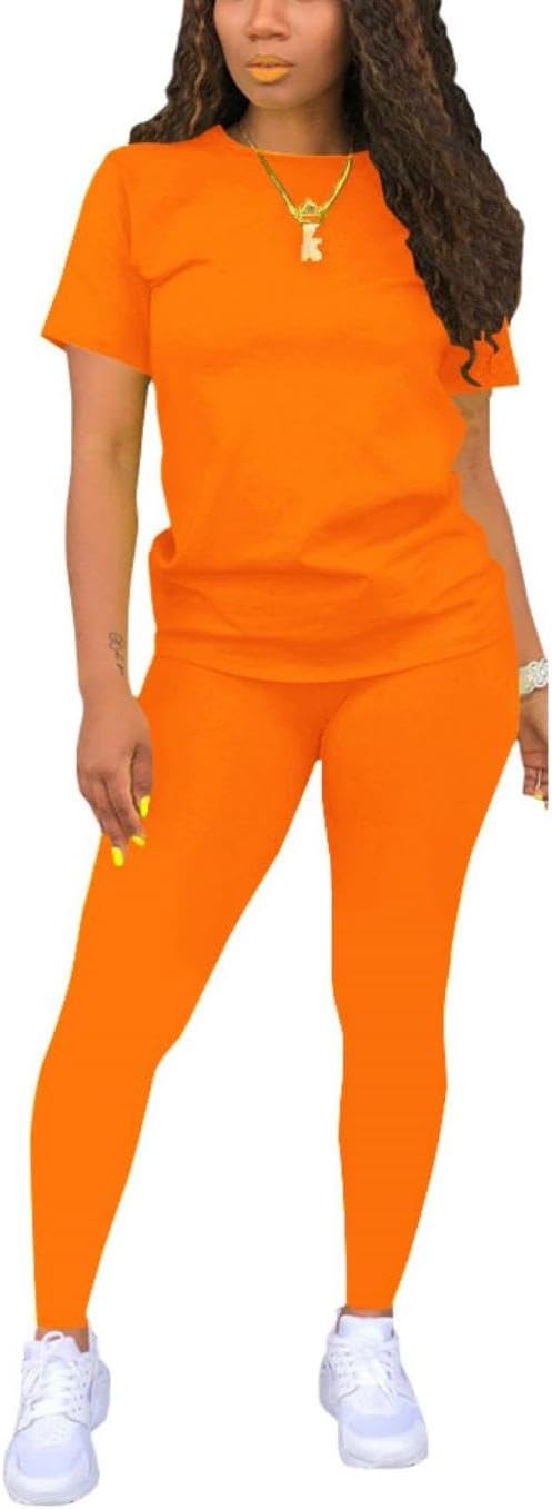 Nimsruc Biker Short Sets Women 2 Piece Outfits Summer Short Sleeve Jogger Tracksuit