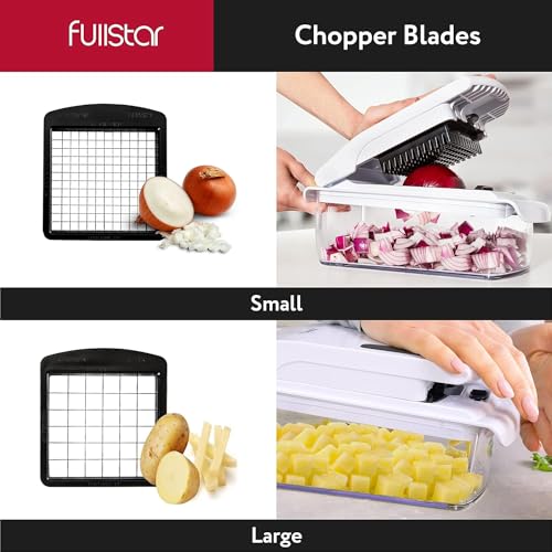 Fullstar Vegetable Chopper - Spiralizer Vegetable Slicer - Onion Chopper with Container - Pro Food Chopper - Slicer Dicer Cutter - Kitchen Gadgets (9 in 1, White)