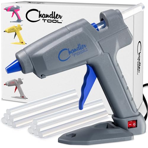 Full Size Hot Glue Gun Kit for Construction, DIY & Crafts, Chandler Tool 60W High Temp Large Glue Gun with Stand-Up base & 12 Glue Sticks, Perfect for Home Repair, Arts & Crafts, Pink