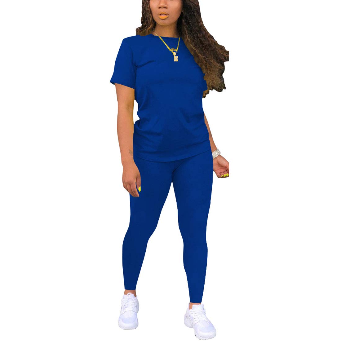 Nimsruc Biker Short Sets Women 2 Piece Outfits Summer Short Sleeve Jogger Tracksuit