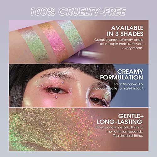 Jolilab Metallic Liquid Chameleon Eyeshadow, Multi-Dimensional Eye Looks, Long-lasting Holographic Glitter Multichrome Eyeshadows Makeup (#Peacock+Wonder+Ember)