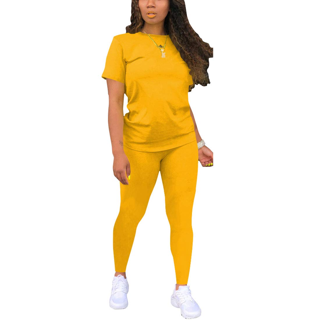 Nimsruc Biker Short Sets Women 2 Piece Outfits Summer Short Sleeve Jogger Tracksuit