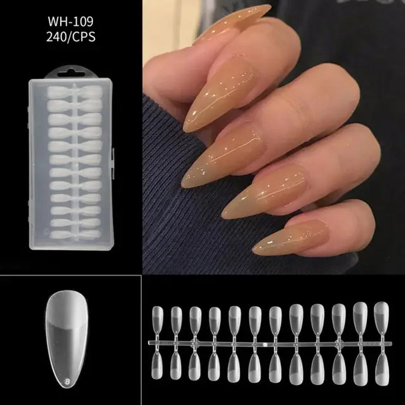 500Pcs Press on False Nails Acrylic Press on Nails Coffin Artificial Nails Clear Fake Nail Tips for Extension Manicure Tool