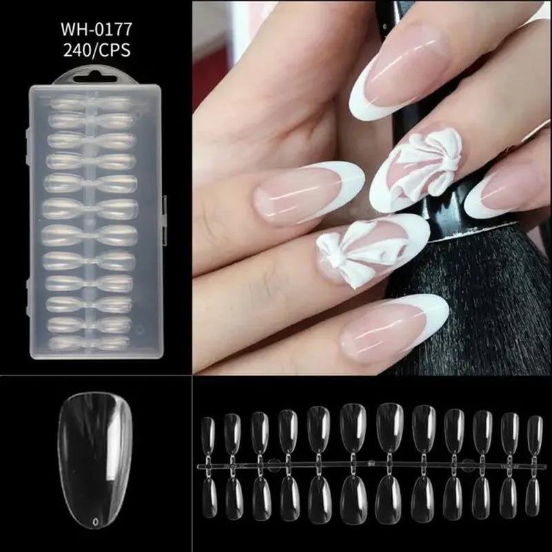 500Pcs Press on False Nails Acrylic Press on Nails Coffin Artificial Nails Clear Fake Nail Tips for Extension Manicure Tool