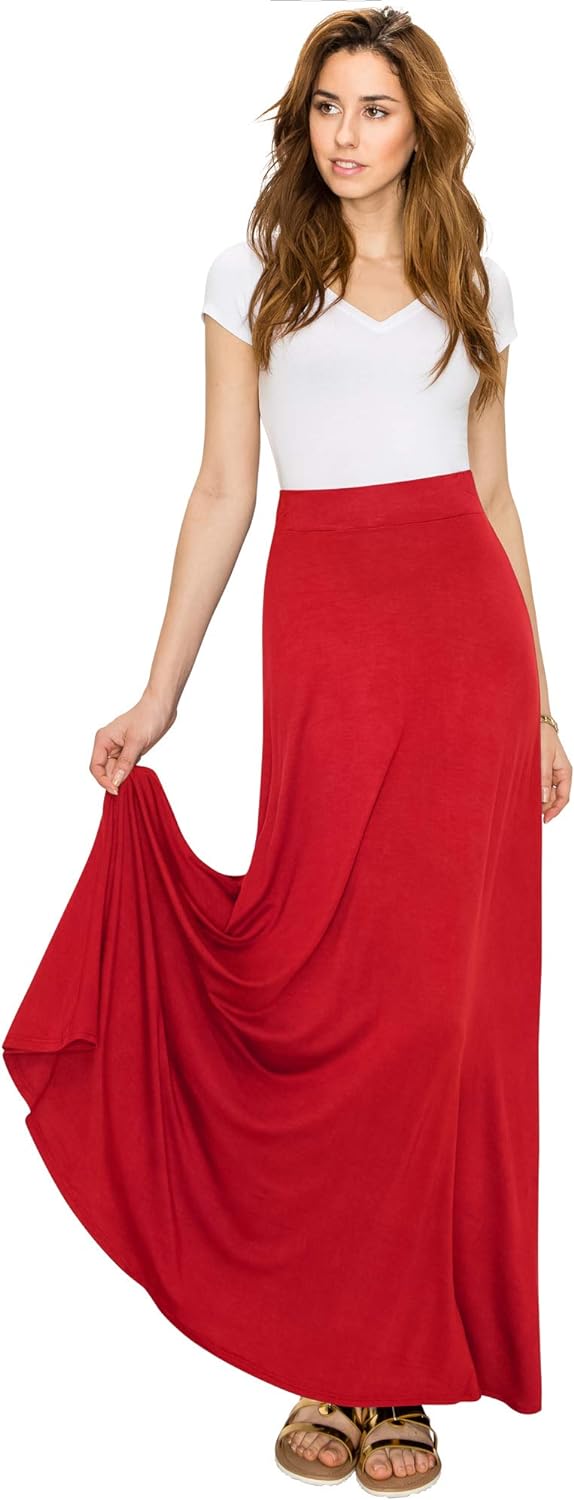 Lock and Love Women's Styleish Print/Solid High Waist Flare Long Maxi Skirt