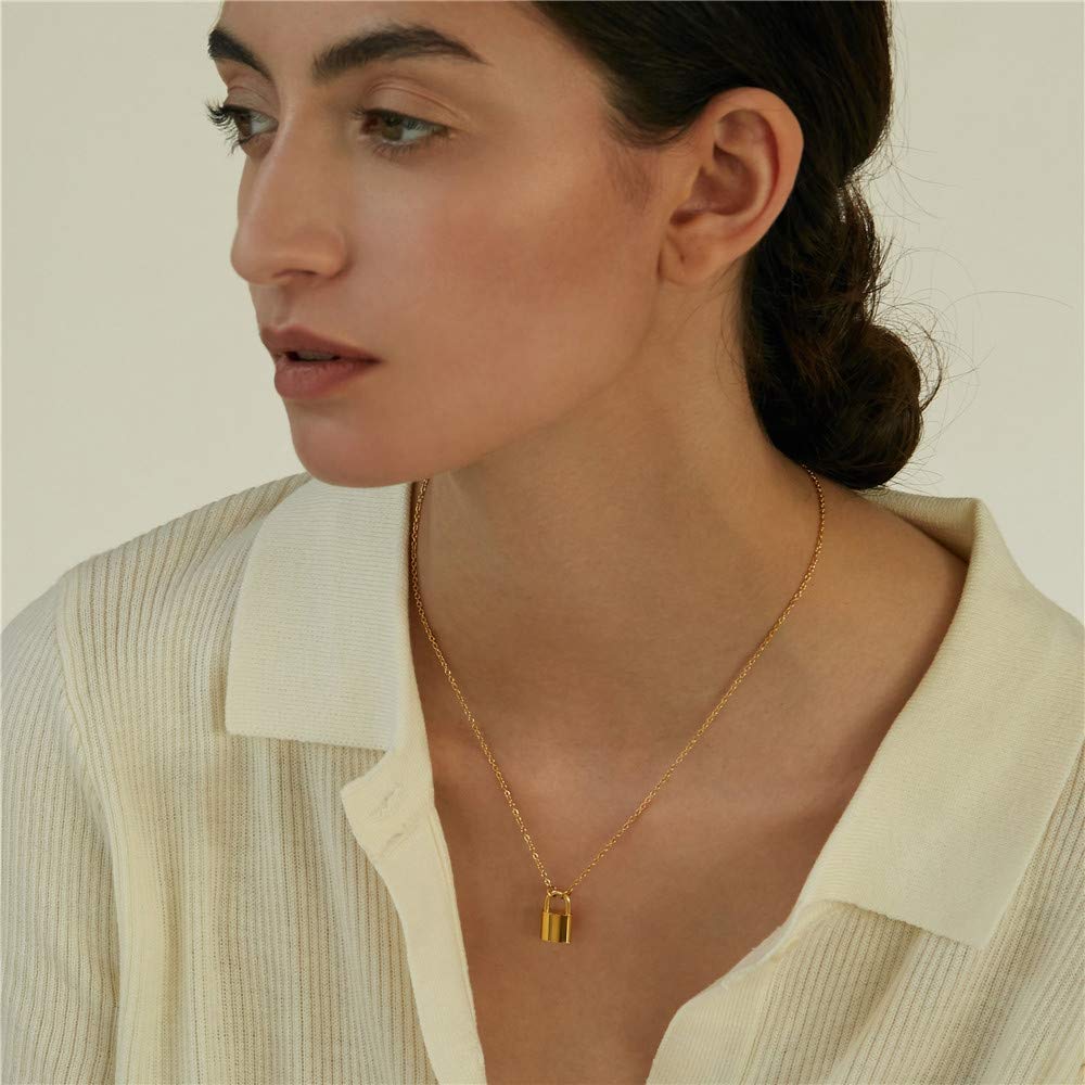 Turandoss Dainty Layered Choker Necklace, Handmade 14K Gold Plated Y Pendant Necklace Multilayer Bar Disc Necklace Adjustable Layering Choker Necklaces for Women