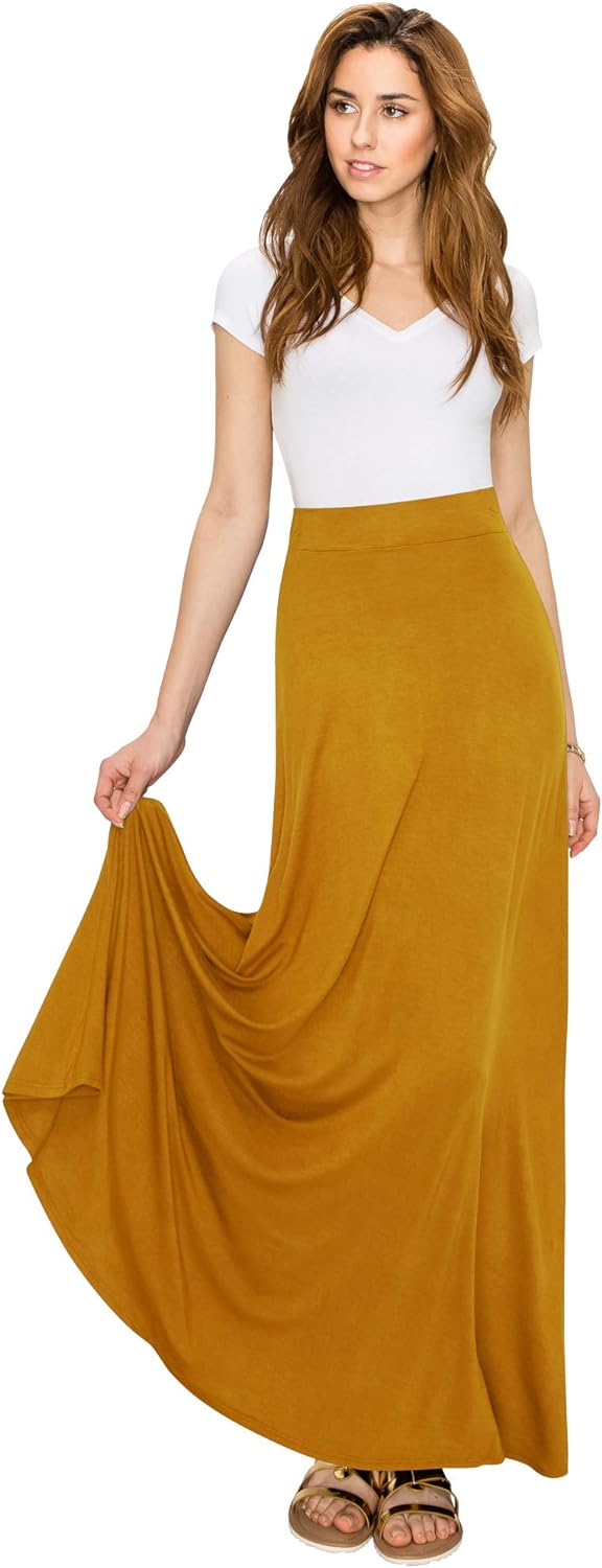 Lock and Love Women's Styleish Print/Solid High Waist Flare Long Maxi Skirt