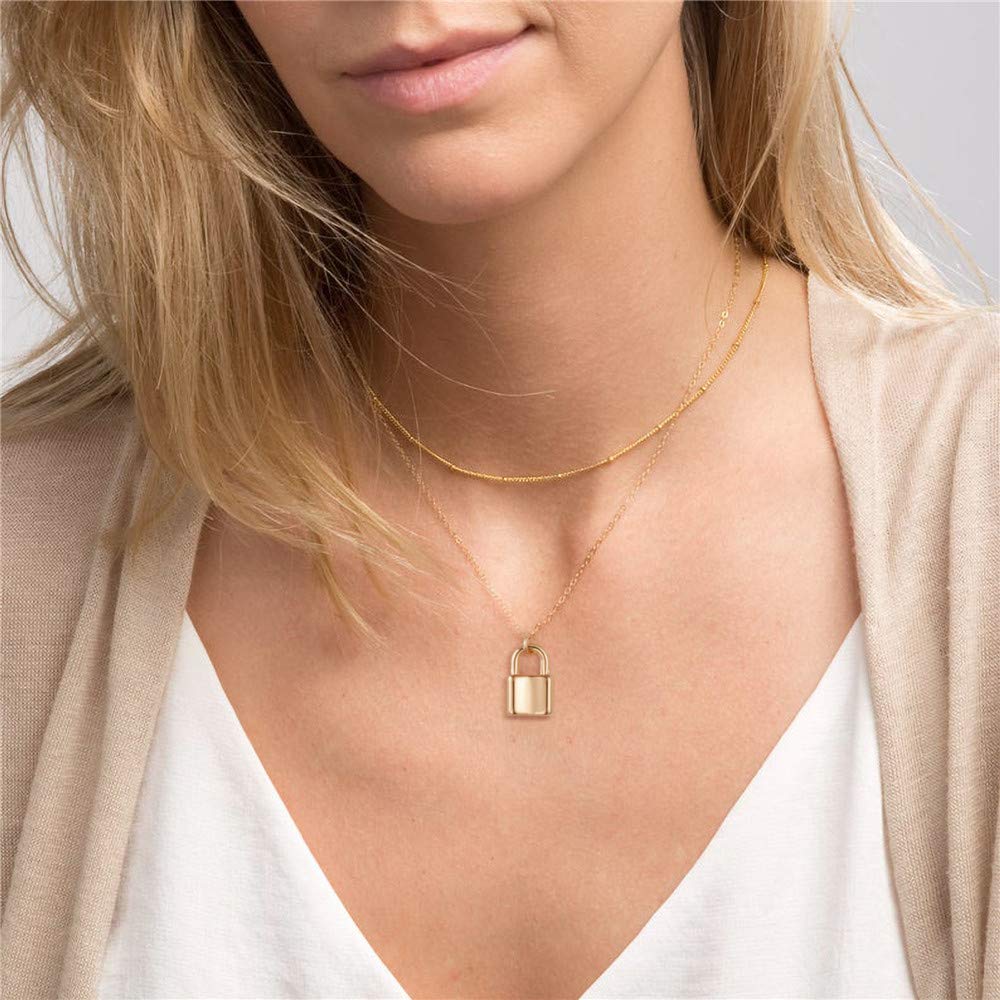 Turandoss Dainty Layered Choker Necklace, Handmade 14K Gold Plated Y Pendant Necklace Multilayer Bar Disc Necklace Adjustable Layering Choker Necklaces for Women