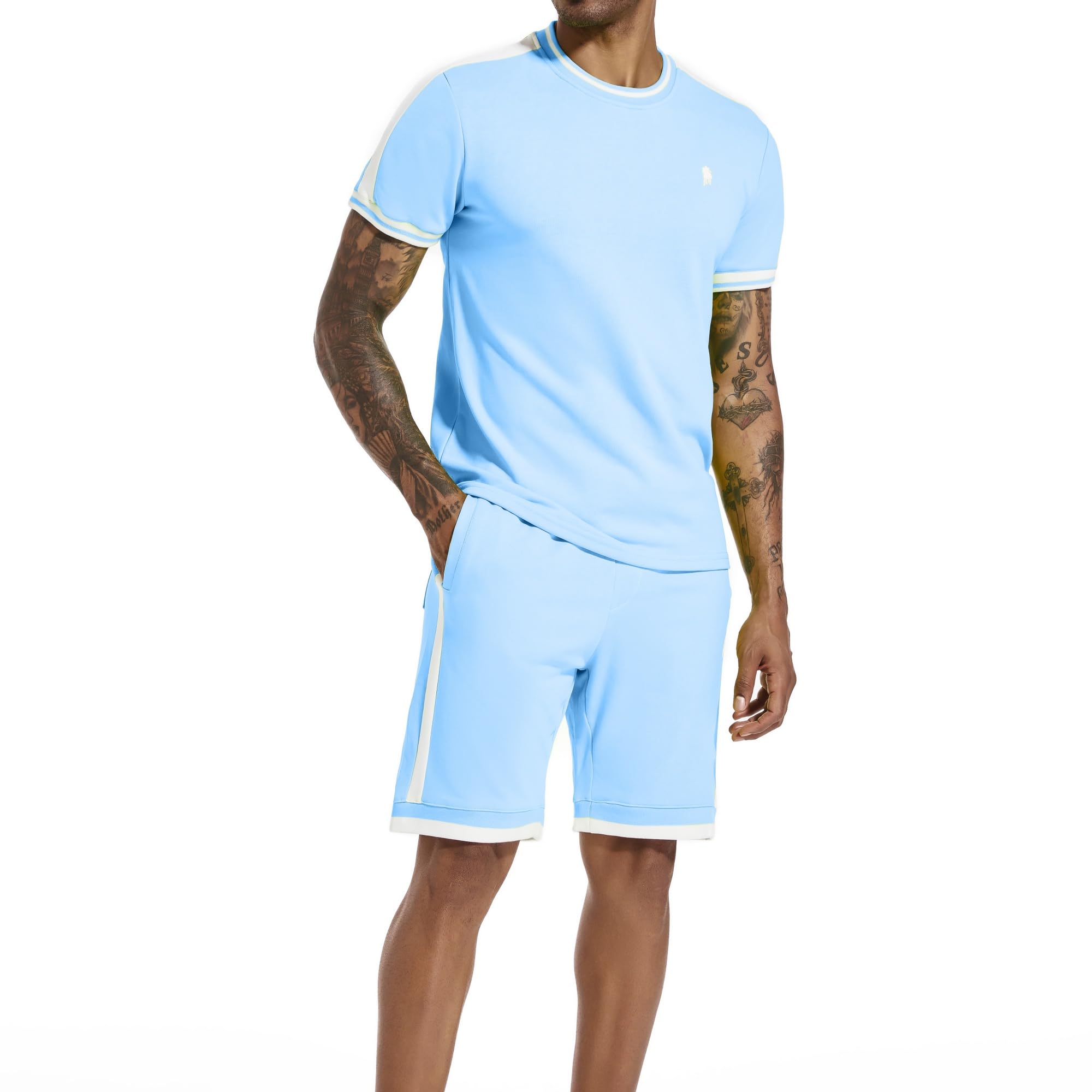 Men's Short Sets 2 Piece Outfits Summer Short Sleeve T Shirt and Shorts Tracksuit Sets