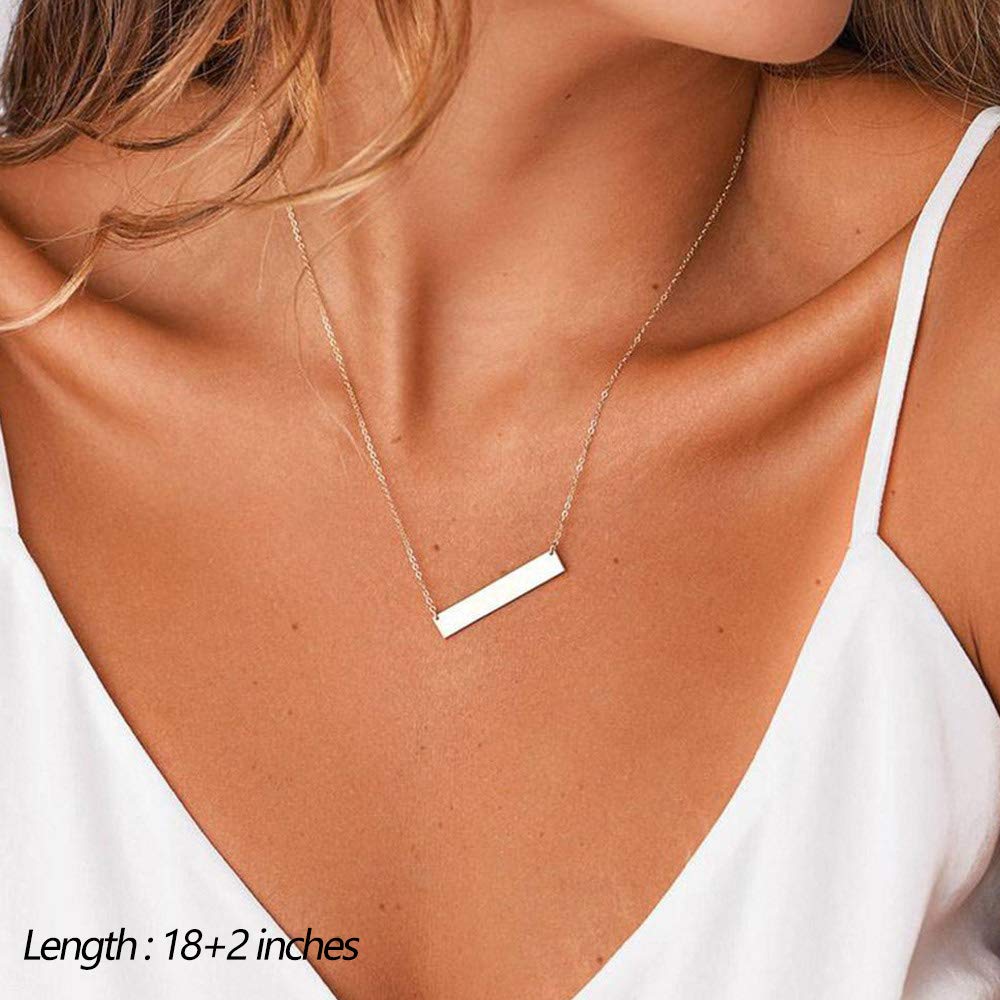 Turandoss Dainty Layered Choker Necklace, Handmade 14K Gold Plated Y Pendant Necklace Multilayer Bar Disc Necklace Adjustable Layering Choker Necklaces for Women