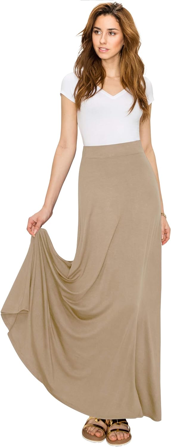 Lock and Love Women's Styleish Print/Solid High Waist Flare Long Maxi Skirt