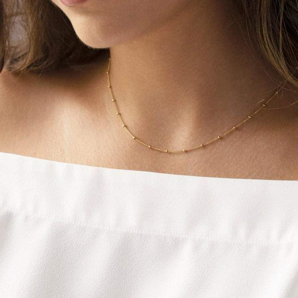 Turandoss Dainty Layered Choker Necklace, Handmade 14K Gold Plated Y Pendant Necklace Multilayer Bar Disc Necklace Adjustable Layering Choker Necklaces for Women