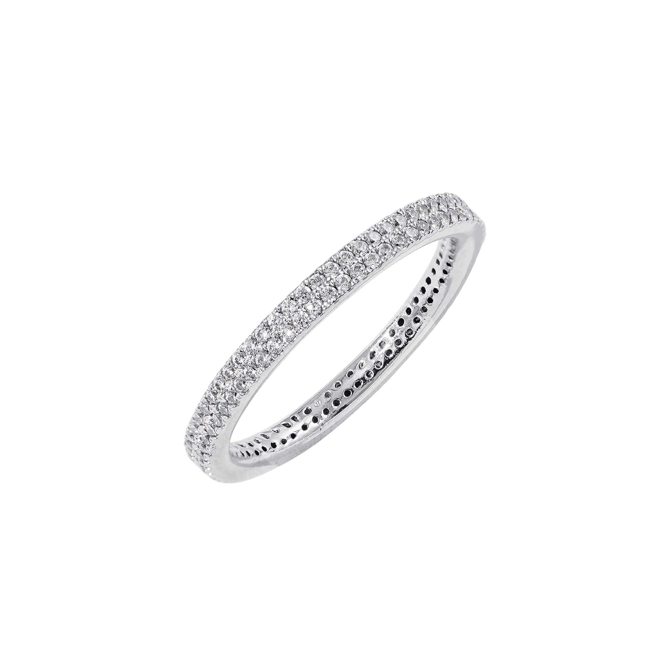 Amazon Essentials 14K Gold or Rhodium Plated Double Row Pave Eternity Ring