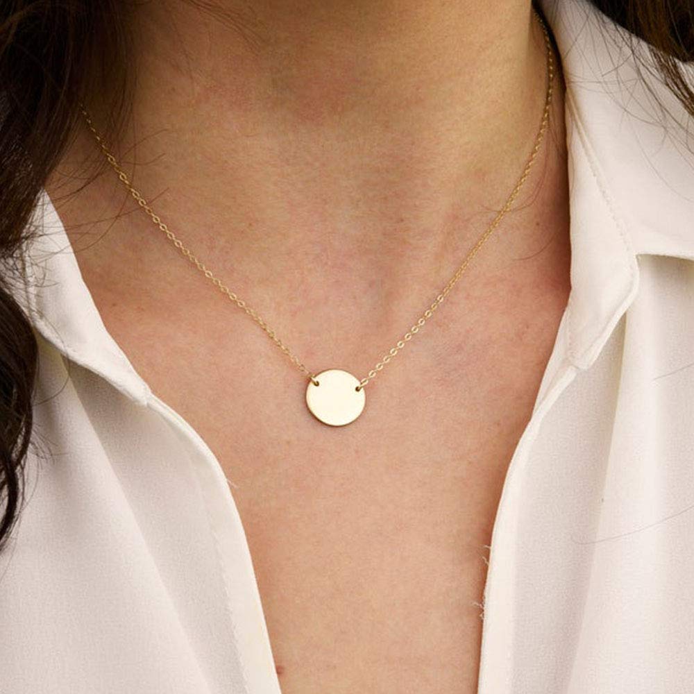 Turandoss Dainty Layered Choker Necklace, Handmade 14K Gold Plated Y Pendant Necklace Multilayer Bar Disc Necklace Adjustable Layering Choker Necklaces for Women