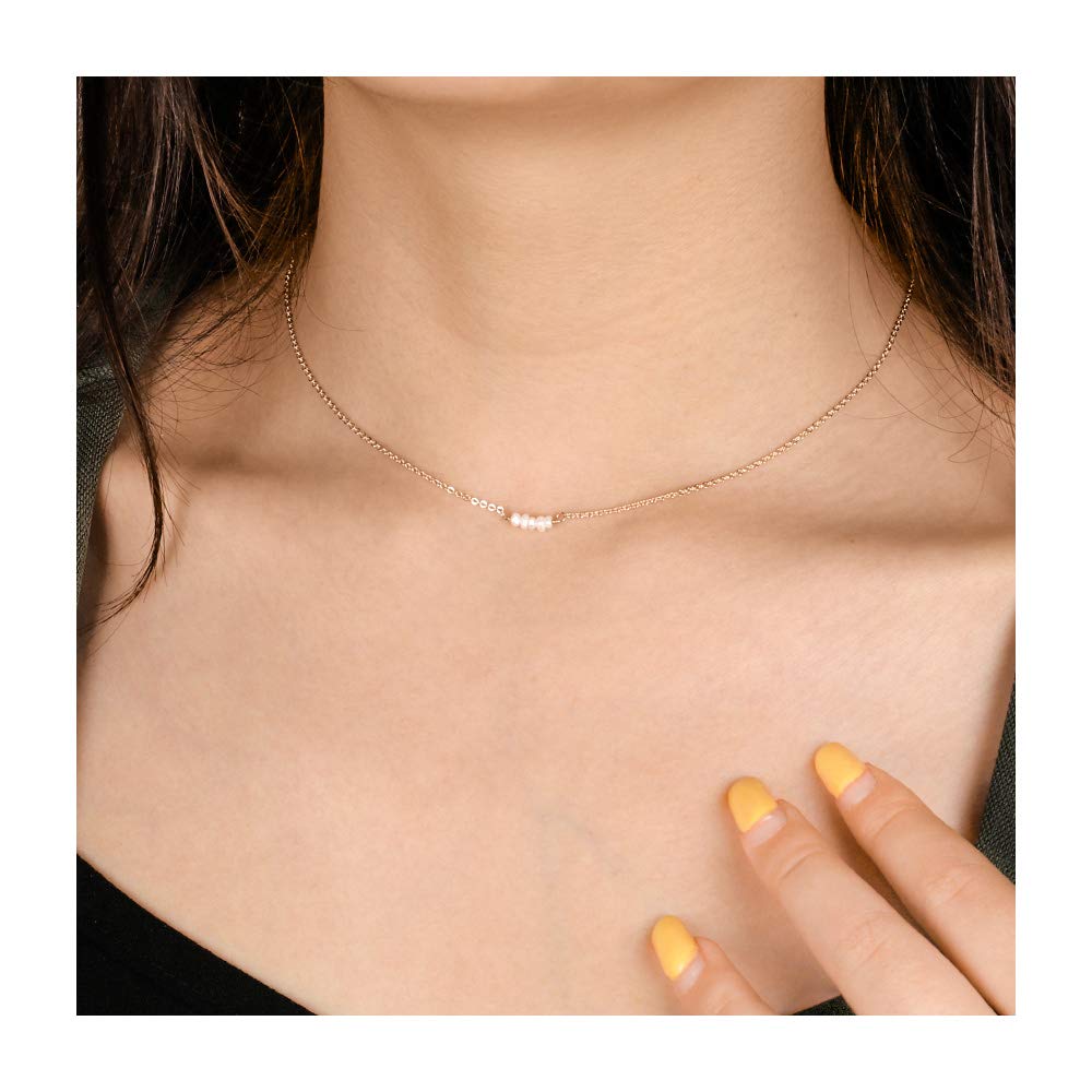 Turandoss Dainty Layered Choker Necklace, Handmade 14K Gold Plated Y Pendant Necklace Multilayer Bar Disc Necklace Adjustable Layering Choker Necklaces for Women