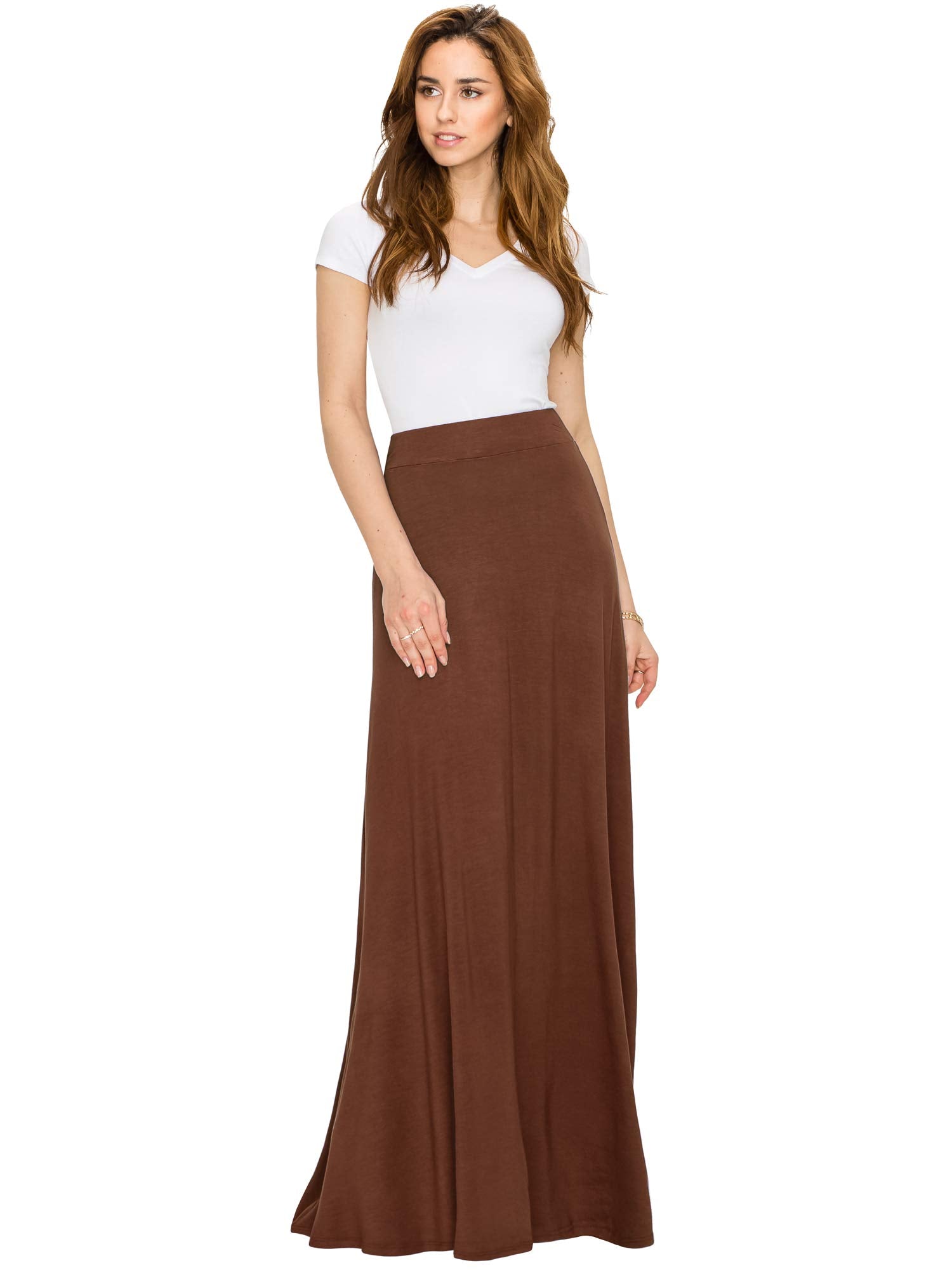 Lock and Love Women's Styleish Print/Solid High Waist Flare Long Maxi Skirt