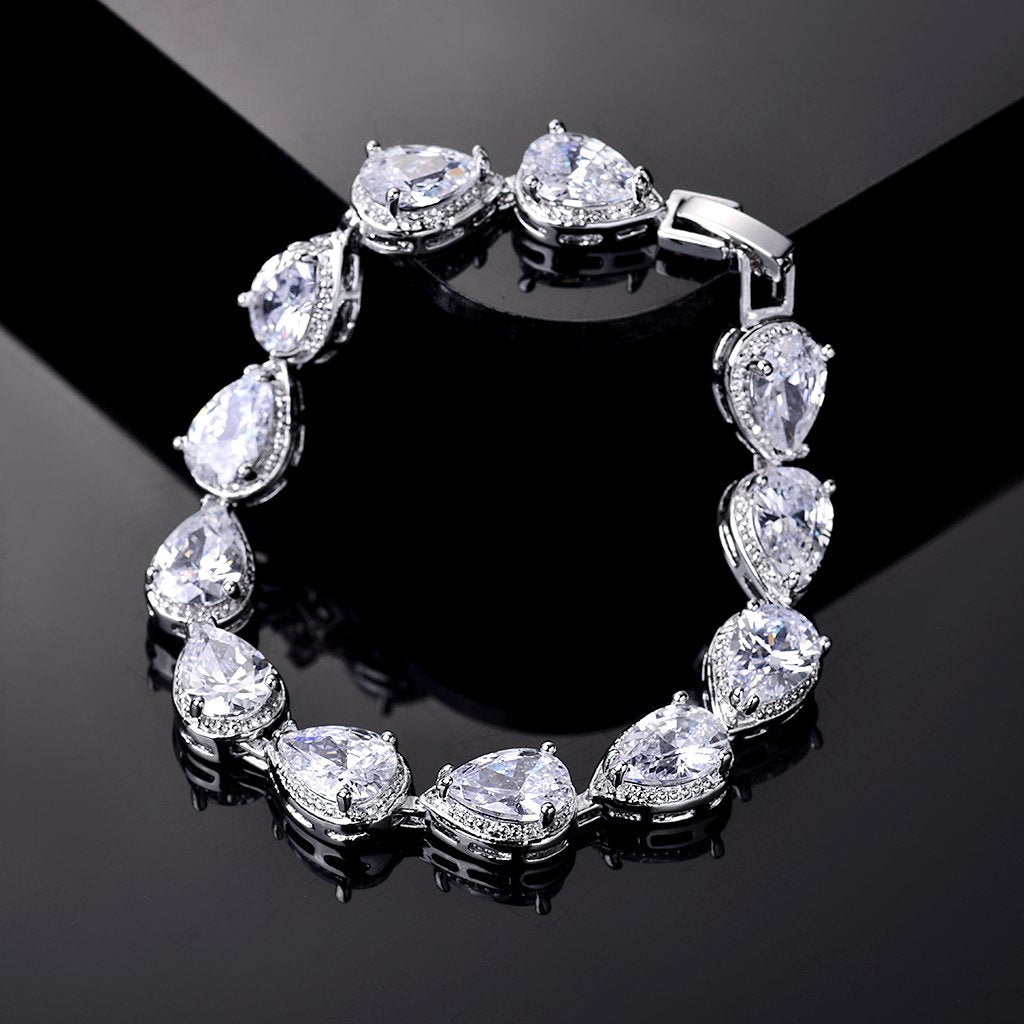 MASOP Fashion Women Wedding Jewelry Sets for Brides AAA Cubic Zirconia Costume Jewelry Necklace Earring Bracelet Set