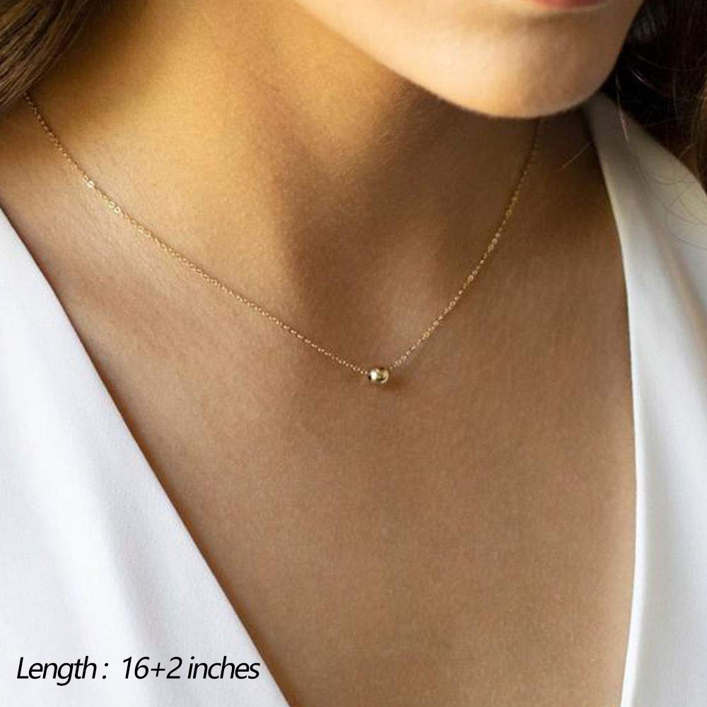 Turandoss Dainty Layered Choker Necklace, Handmade 14K Gold Plated Y Pendant Necklace Multilayer Bar Disc Necklace Adjustable Layering Choker Necklaces for Women