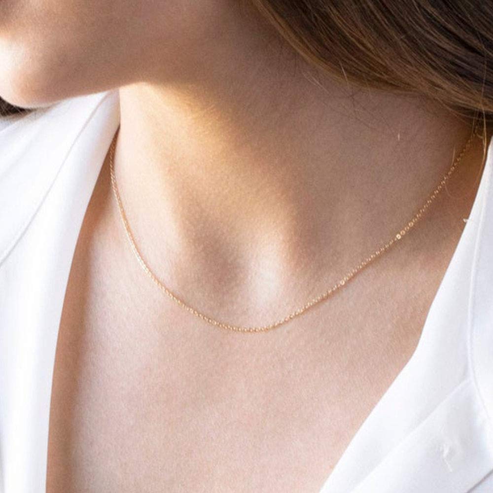 Turandoss Dainty Layered Choker Necklace, Handmade 14K Gold Plated Y Pendant Necklace Multilayer Bar Disc Necklace Adjustable Layering Choker Necklaces for Women